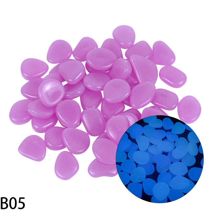 25/50Pcs ornamenti da giardino pietre luminose ciottoli fluorescenti Glow In The Dark Rocks per acquario esterno Home Fish Tank Decor: 50Pcs / B05