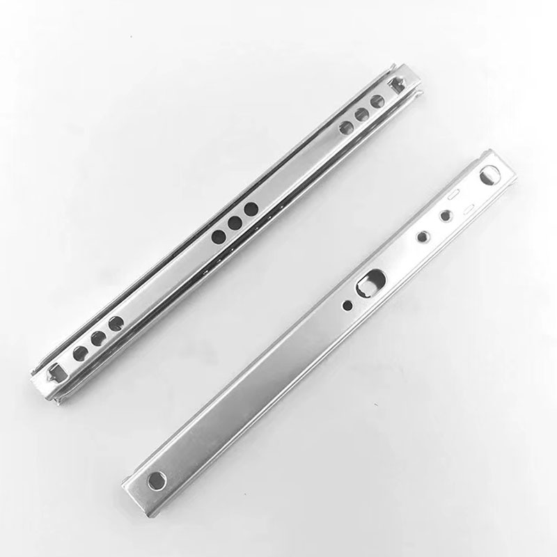 1 paar Lade Stalen Bal Rail Glijbaan Lade Bal Gids Twee Secties 17mm Breed Staal Vouw Meubelbeslag fittingen