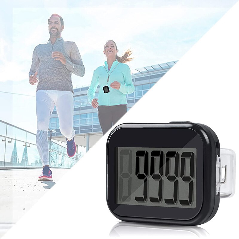 Pedometer Clip On, Step Counter for Walking with Large Digital Display and Lanyard, Pedometers for Steps Clip on