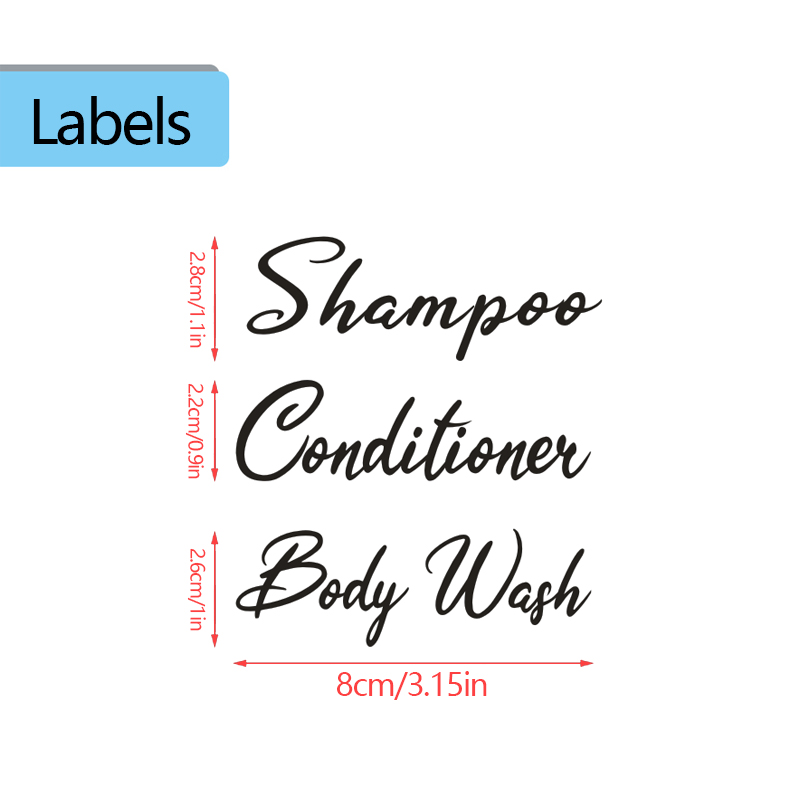 Bouteille distributrice de savon de douche, salle de bains, shampoing, après-shampooing, bouteille de lavage du corps avec étiquettes imperméables amovibles pour la décoration de la maison: WHITE