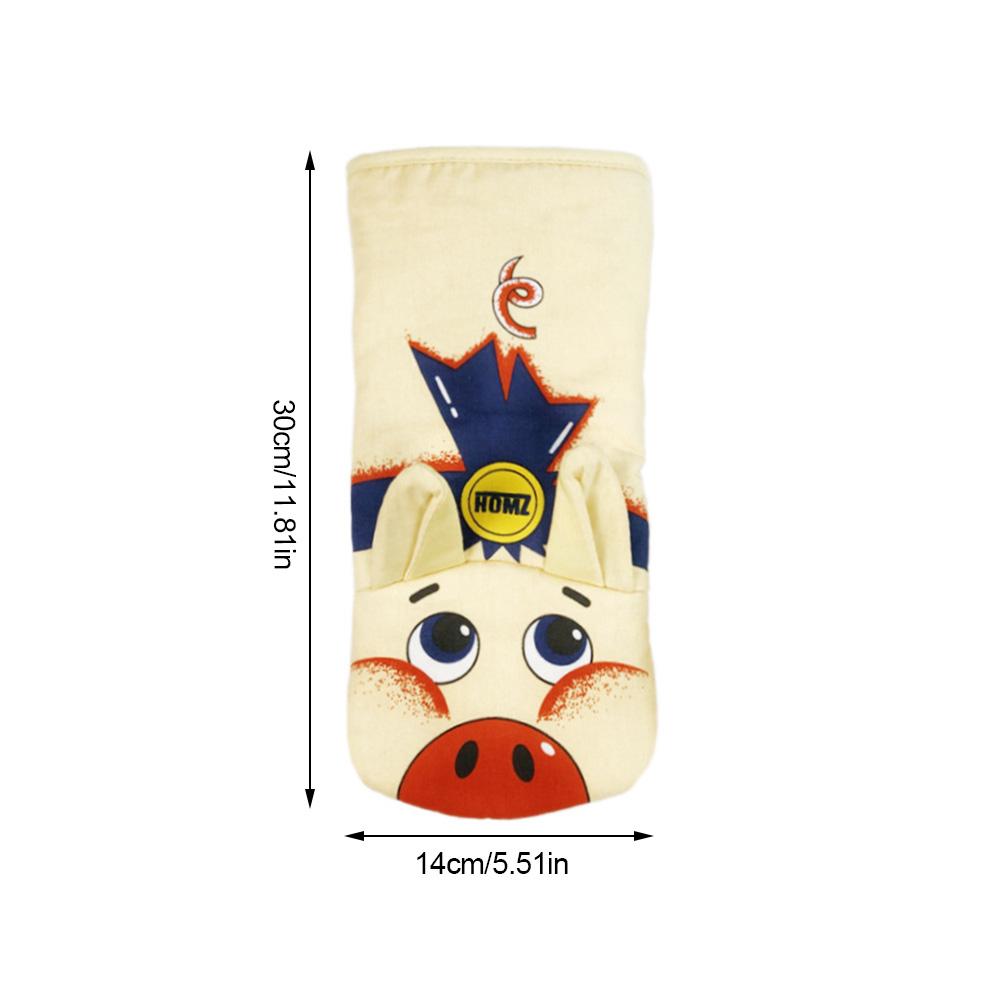 Gants de cuisine en coton imprimé cochon jaune antidérapant, 1 pièce, mignons, nordique, pour micro-ondes, cuisson BBQ, maniques de four