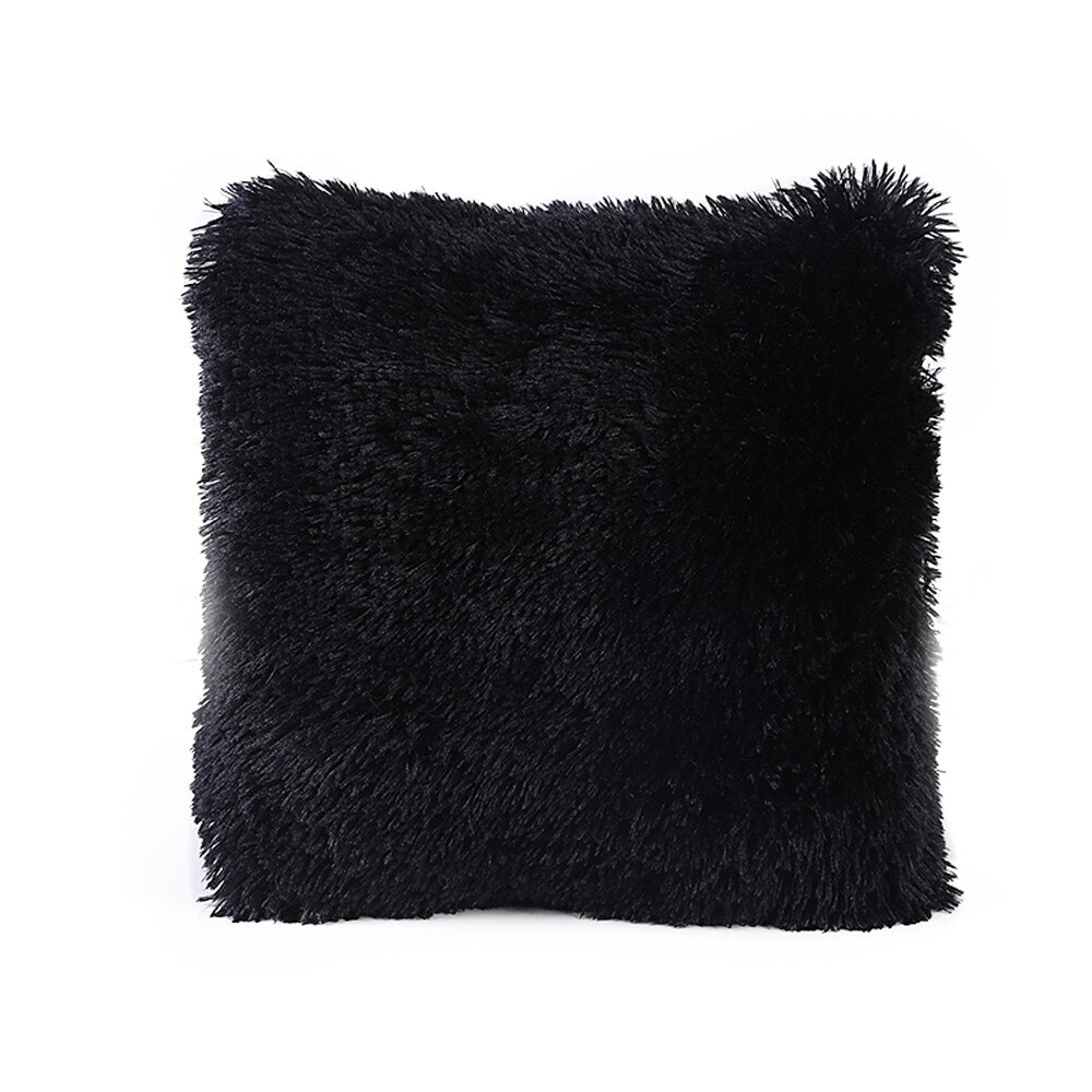 Pluizige Zachte Pluche Vierkante Kussen Huiselijke Comfortabele Kussens Geval Bank Taille Sierkussen Cover Home Decoratieve Kussensloop