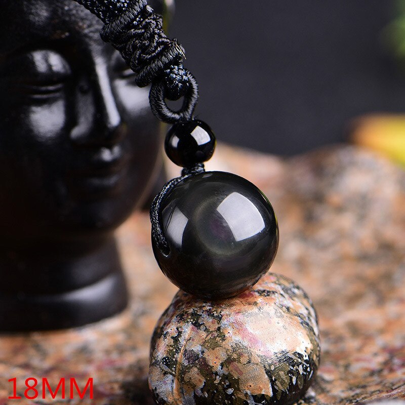 Regenboog Oog Obsidiaan Kraal Hanger Gouden obsidiaan Kralen Ketting Geluk Amulet Liefhebbers Kralen Bal Overdracht Sieraden Voor Vrouwen Mannen: Rainbow 18MM