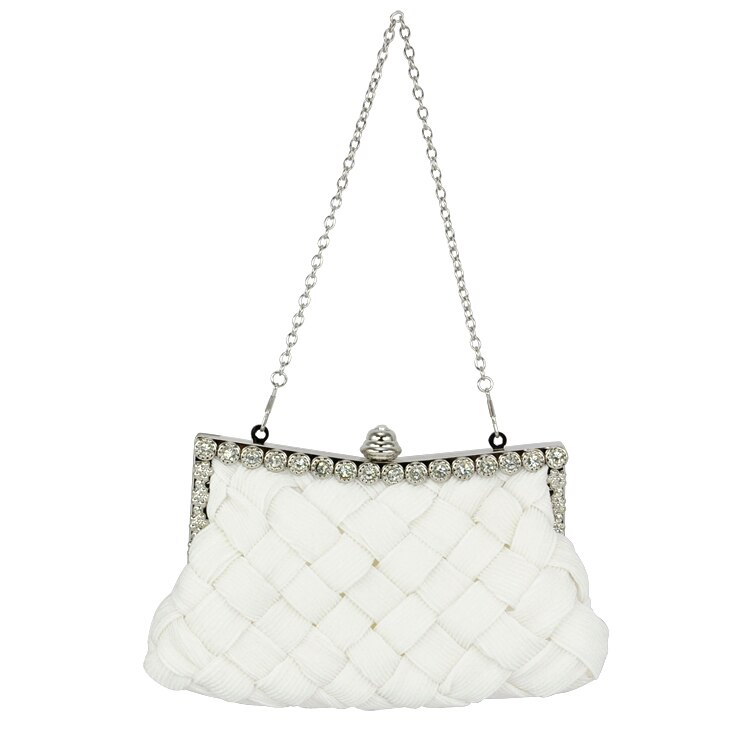 Wit Satijnen Bruids Prom Clutch Handtas Portemonnee
