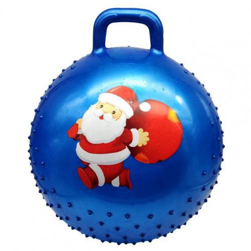 Heldere Kleur Yoga Bal Set Goede Tederheid Handig Duurzaam Kerstman Patroon Handvat Bouncy Bal Set:  Blue