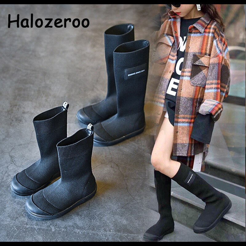 Herbst Neue Baby Mädchen Sport Stiefel freundlicher Schwarz Schuhe freundlicher lässig Schuhe Gittergewebe Stiefel Jungen Knie Hohe Stiefel stiefel