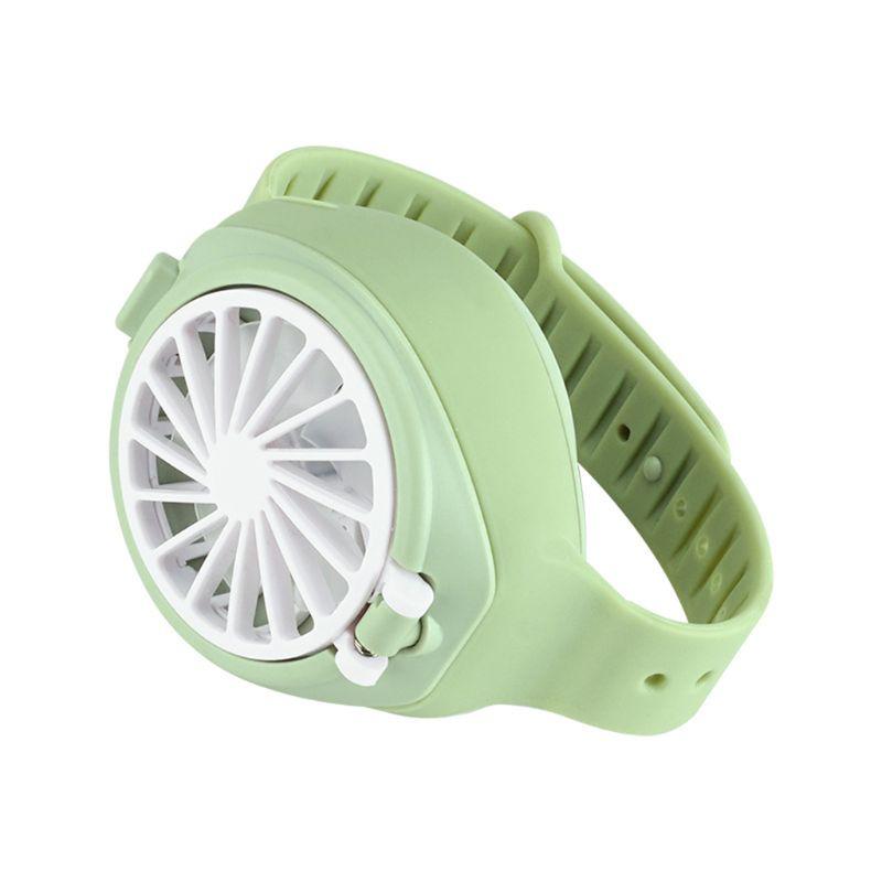 Usb-mute kleine ventilator draagbare horlogeventilator luchtzuivering draagbare handheld opvouwbare mini-ventilator opladen usb-ventilator voor kinderen: Groente