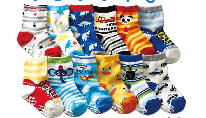 kids Socks Baby Boy Girl Casual Autumn Winter Cotton Cartoon Animal Anti Slip Floor Children Sock 12pair/lot: 6