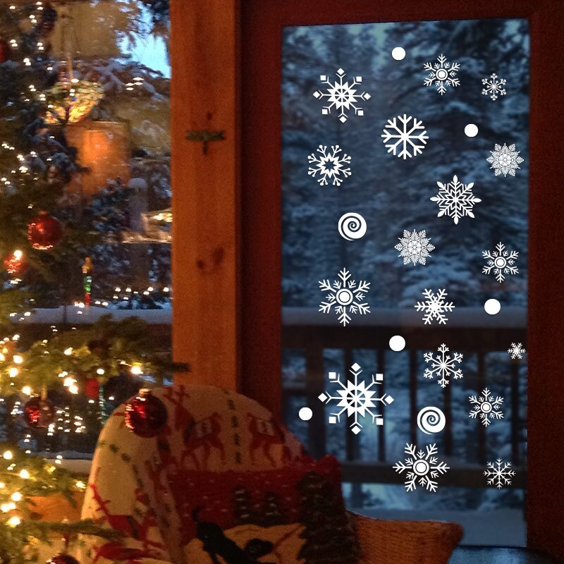 Christmas Snowflake Window Stickers Clings Decorations White Christmas Window Decals For Xmas Winter Christmas Decorations