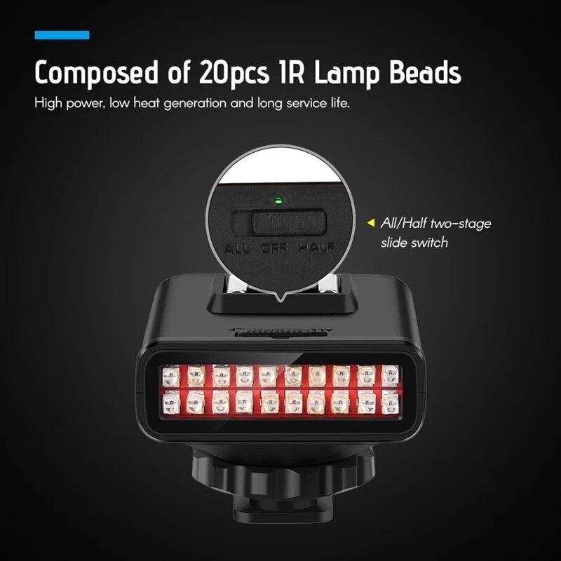 Camera Lighting Ordro LN-3 Infrared Night Vision Light Photography Lamp for Vlog Camera DSLR