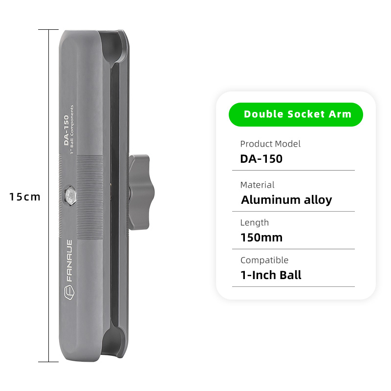 FANAUE Aluminum Alloy Double Socket Arm 25 mm/1 Inch Ball Head Holder Mount Clamp for Bicycle Motorcycle Camera for RAM MOUNTS: GRAY