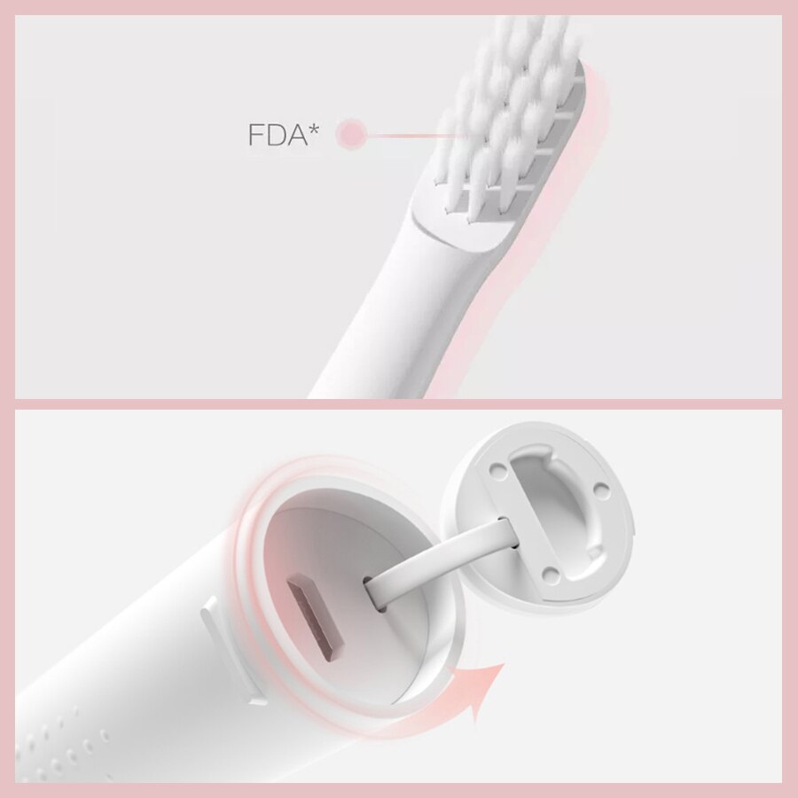 Xiaomi mijia sonic sähköhammasharja  t100 ultraääni automaattinen hammasharja usb ladattava ipx 7 vedenpitävä kaksi kirkasta tilaa