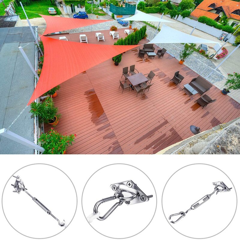 80Pcs Sun Shade Sail Hardware Kit Stainless Steel Triple-Cornered Sun Shade Sail Installation(5 Inch)