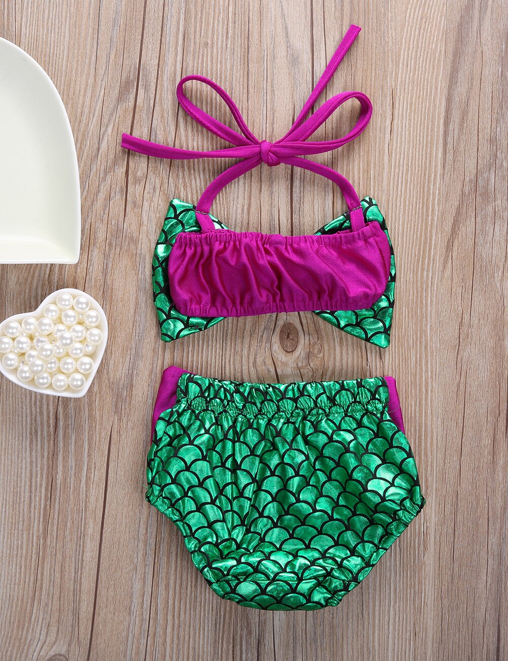 Newborn Baby Girls Mermaid Bowknot Bikini Set Swimwear Swimsuit Bathing Suit