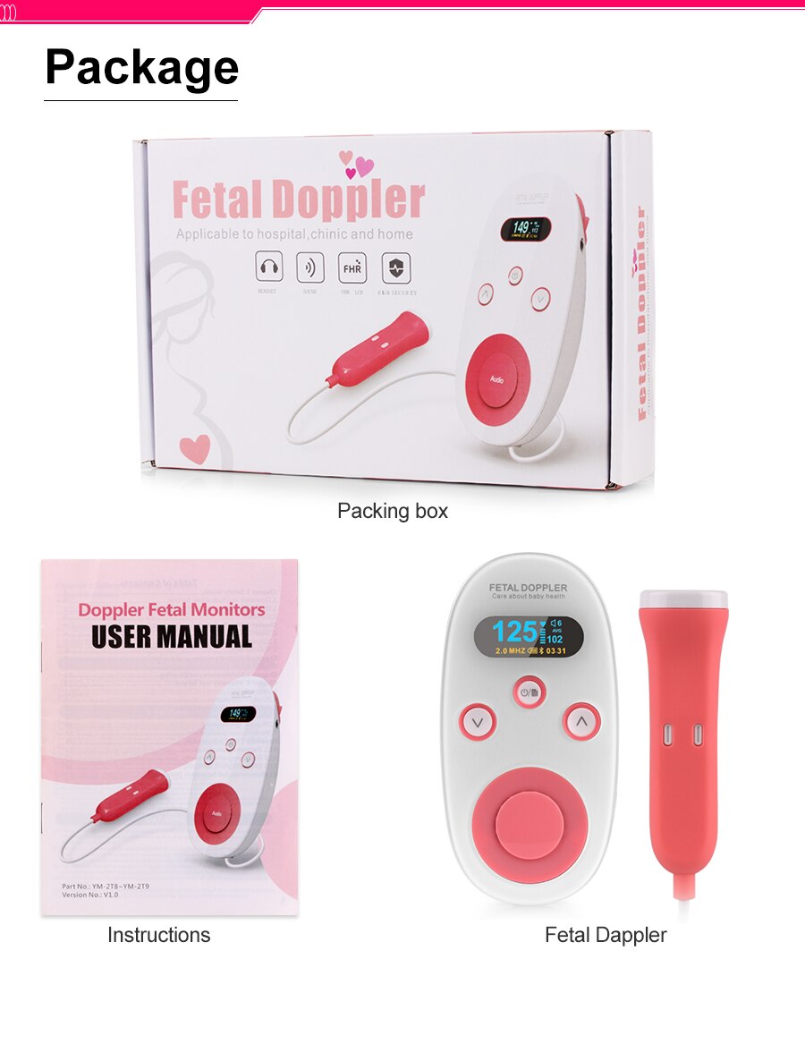 Monitor Doppler fetal con ultrasonido Digital portátil para bebés, monitor de sonido fetal para embarazadas, monitor de salud para bebés