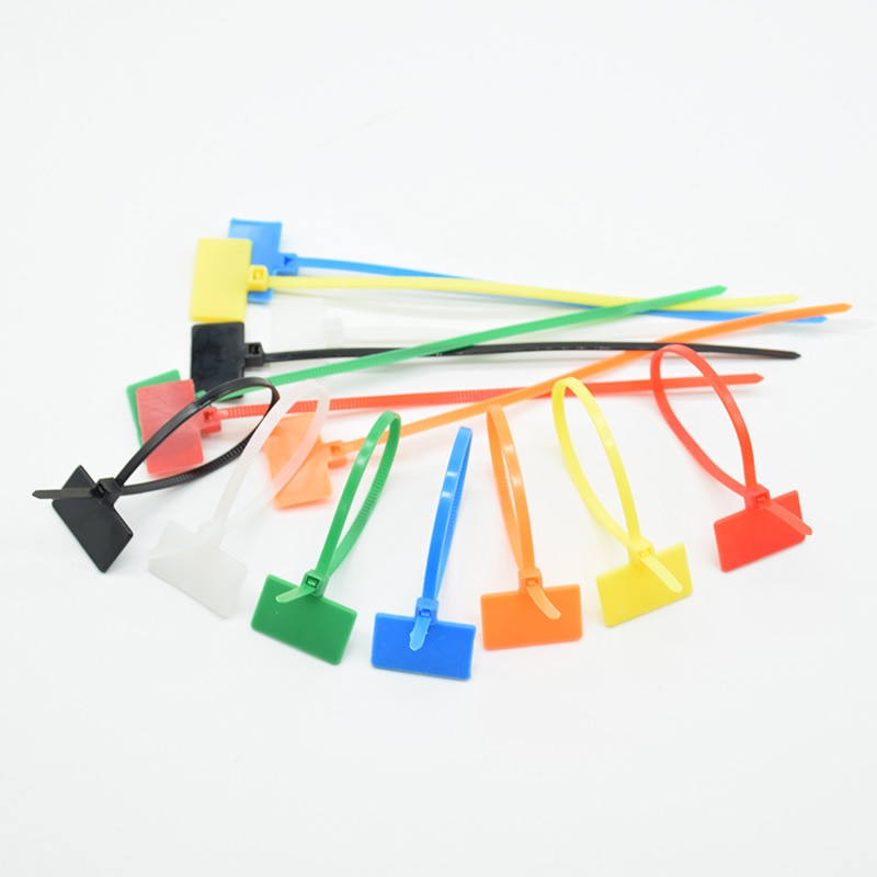 30 Pcs 4*150 Mm Nylon Kabelbinders Tag Labels Plastic Loop Ties Markers Kabel Tag Zelfsluitende zip Ties Mark Rood Blauw Groen