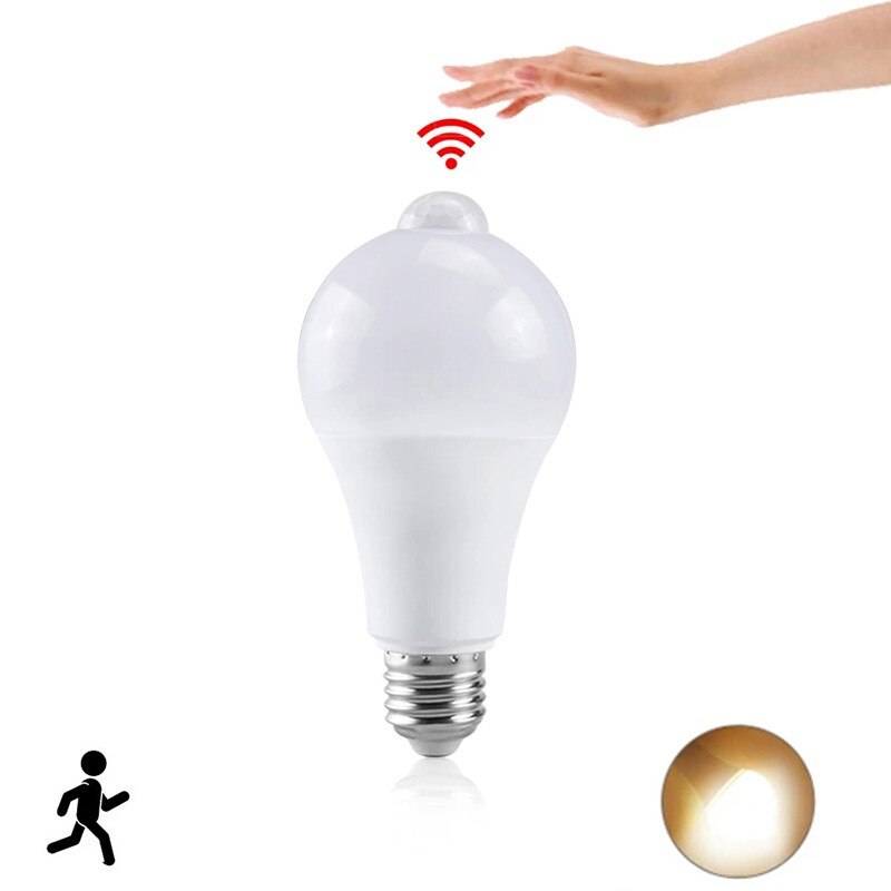 E27 5W 9W 12W LED Night light Bulb Smart PIR Motion Sensor lamp AC110V-220V For Stair Toilet Porch Garage Balcony Bathroom