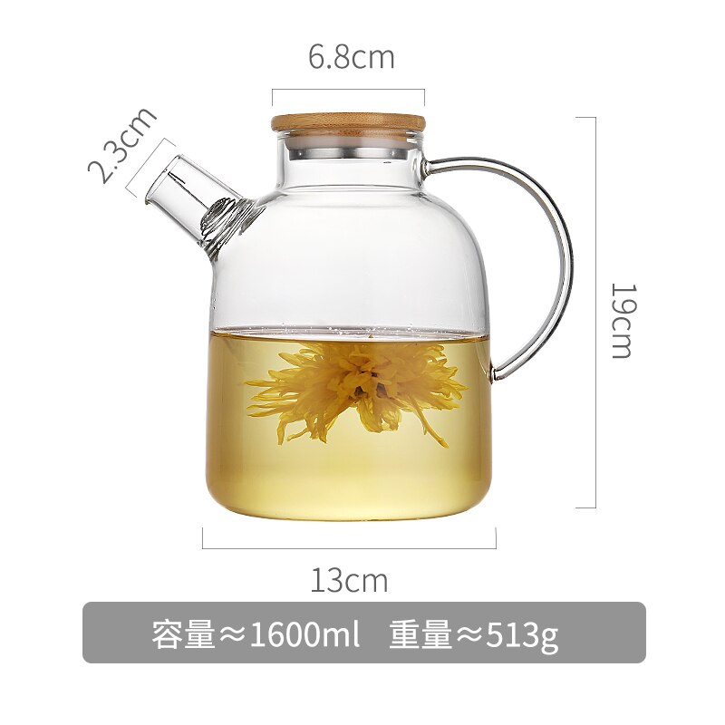 Oneisall water pitcher Glass Water Pot 1500Ml Heat Resistant Water Jug and glass set Square Kettle Boiling For Tea Home chaleira: 1600ml