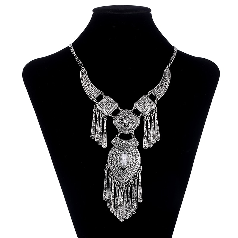 LOVBEAFAS Bohemian Choker Kraag Ketting Vintage Kwastje Verklaring Maxi Lange Ketting Vrouwen Collier Femme Sieraden