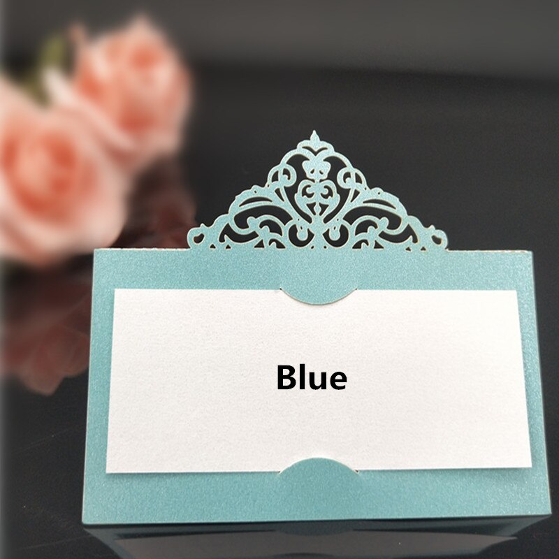 100pcs DIY Seat card Party table decoration Place Cards Party Table Name Card Guest Place Cards Wedding Decor party Supplies 8Z: blue