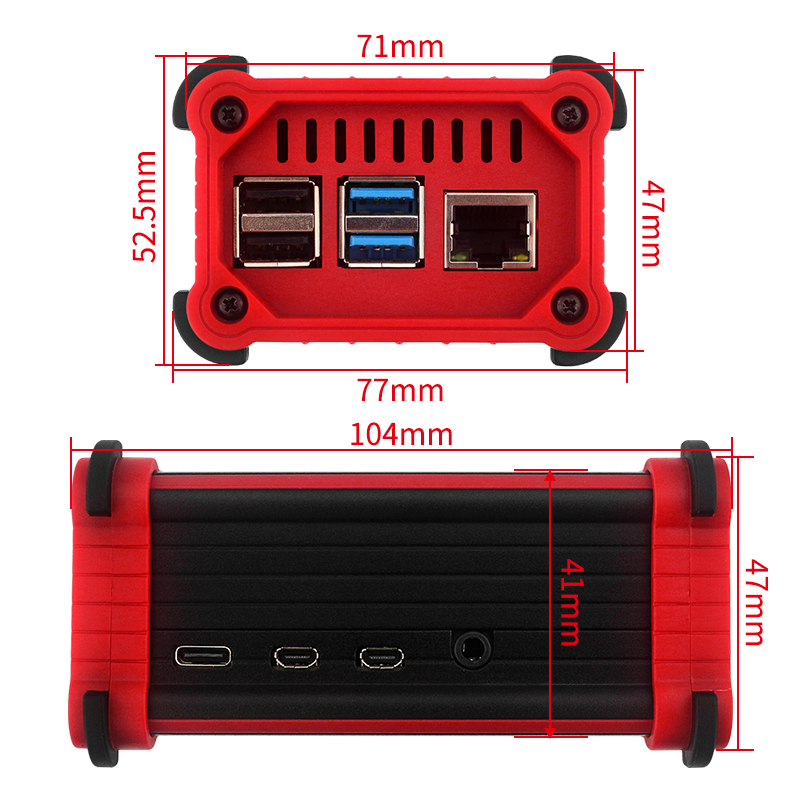 Raspberry  pi 4 aluminiumhölje med kylfläkt, kylflänsar, aktiv kylare, fallskyddande låda för  pi 4