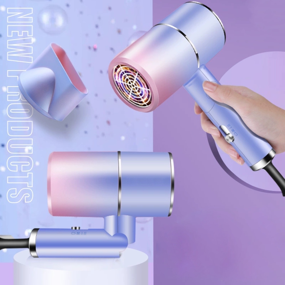 Mini secador de pelo plegable, 800W, seguro, baja potencia, iones negativos hidratantes, cuidado del cabello para el hogar, viaje, dormitorio, secador silencioso