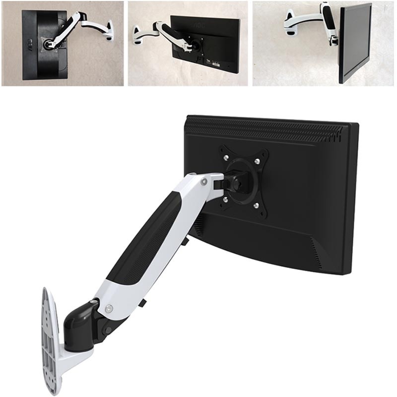 GM111W Aluminum Gas Spring 360 Degree Full Motion Height Adjustable LCD LED Monitor TV Wall Mount Bracket Arm