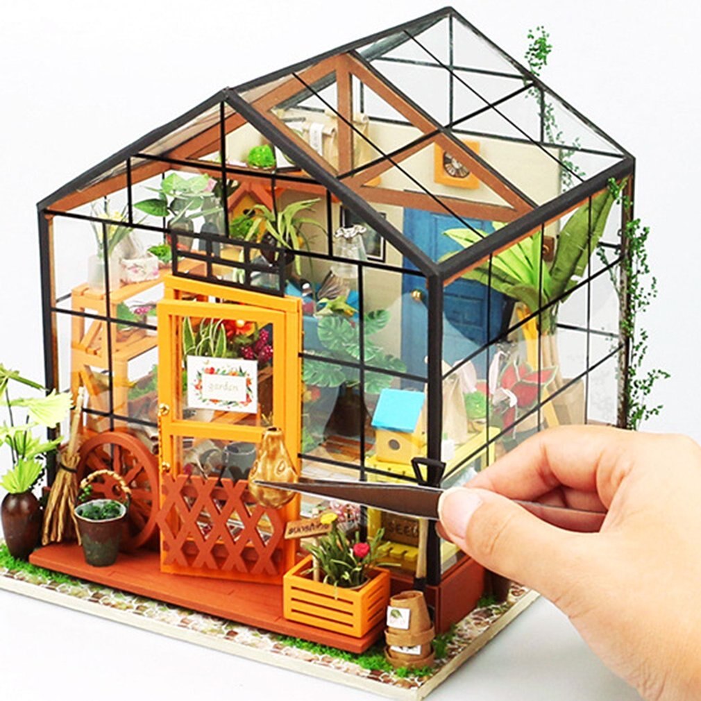 Robotime-rompecabezas 3D de madera para niños, casa de muñecas en miniatura, hecho a mano, juguete educativo,