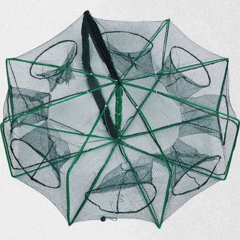 Fishing Net Mesh Folded Hexagon Octagon 8 Hole Hand Fishing Net Casting Nets Crayfish Shrimp Catcher Tank Trap Cage Mesh Tool