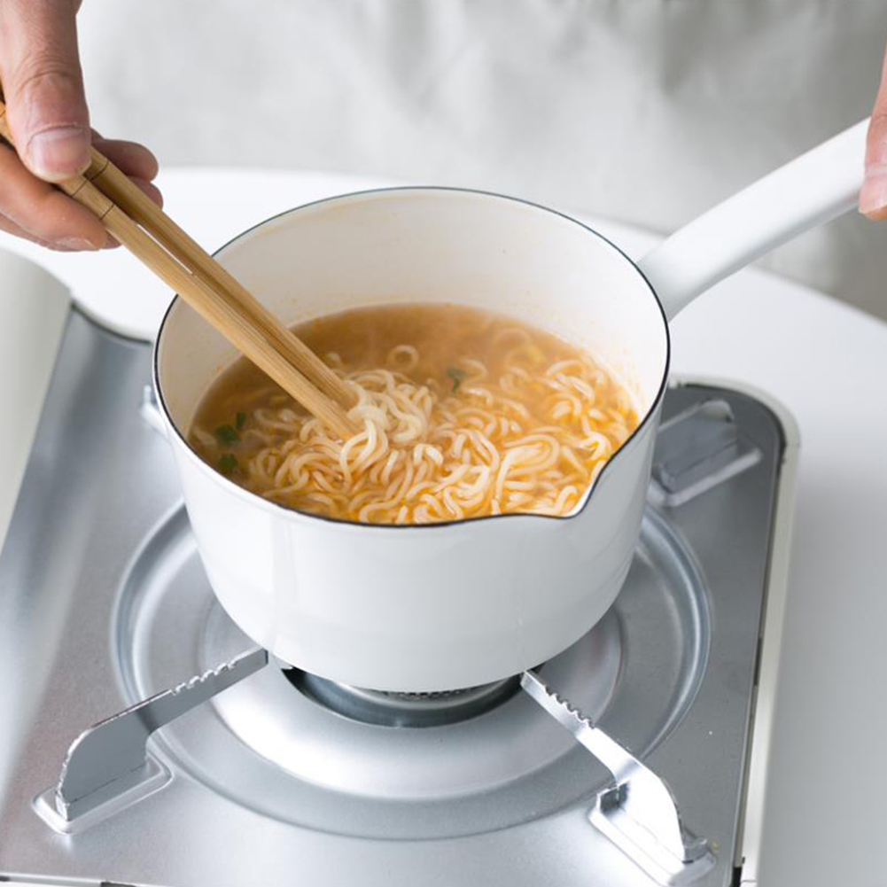 15Cm Gasfornuis Japanse Stijl Koffie Smelten Boter Warmer Babyvoeding Soep Melk Kokend Emaille Pot Steelpan Enkele Handgreep keuken