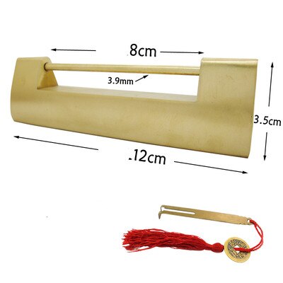 Lucchetto a scatto in ottone cinese liscio scatola di legno porta dell'armadio lucchetto antico lucchetto con chiave gioielli confezione regalo lucchetto in rame bronzo: 11