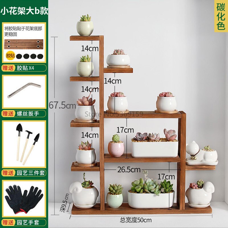 Desktop Bay Window Table More Meat Flower Shelf Indoor Living Room Small Flower Stand Balcony Flower Pot Rack Storage Decoration: Green