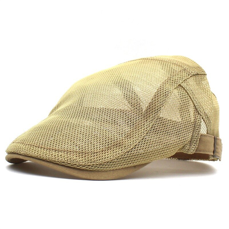 Moda berretto strillone berretto ottagonale in maglia traspirante cappello estivo cappelli piatti regolabili per uomo cappellini sportivi in cappelli estivi: Cachi