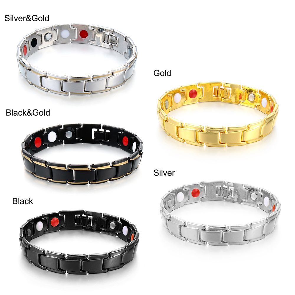Bracelet de thérapie magnétique pour hommes, bijoux de santé, en acier inoxydable, couleur or, détachable