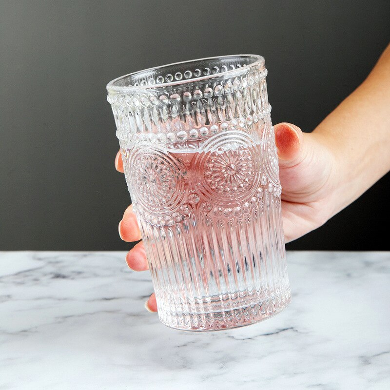 Verre à vin Vintage gaufré Ins nordique 260-380ml, whisky, Vodka, tasse de soleil, sans tige, bouche dorée, glace, Bar à café, verres: 380ml