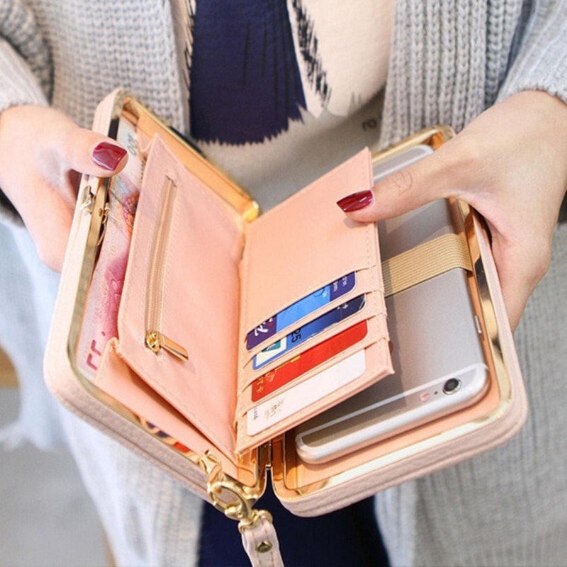 Wallet's Women Long Card Hold Bow knot Large Capacity Lunch Box Cellphone Solid Pocket Purse