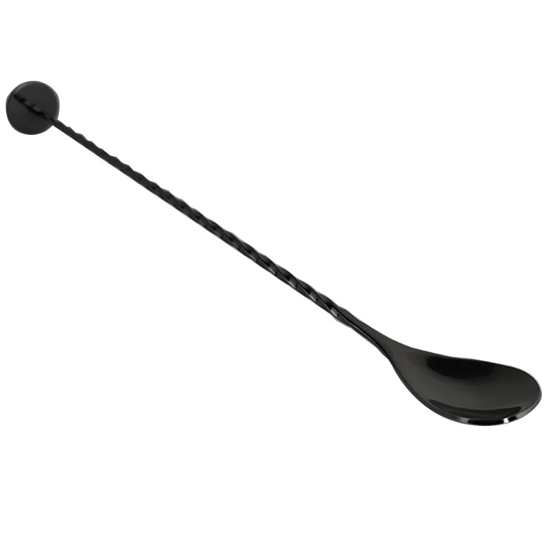 Outil de Bar pour Cocktail en acier inoxydable, filtre, bec verseur, cuillère à mélanger, couteau à chaîne, pinces à glace, tasse à mesurer, Shaker à Cocktail: Black Spoon