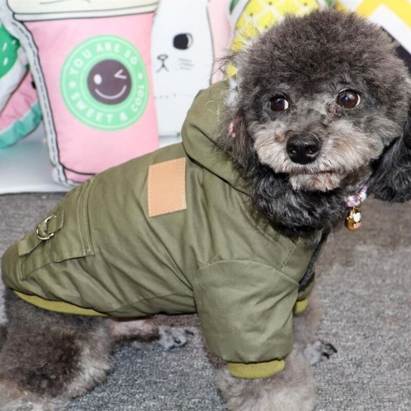 Ropa de algodón cálida para perro pequeño, ropa de trabajo de cuello esponjoso de doble capa para mascotas, ropa de montañismo, 강지옷 옷