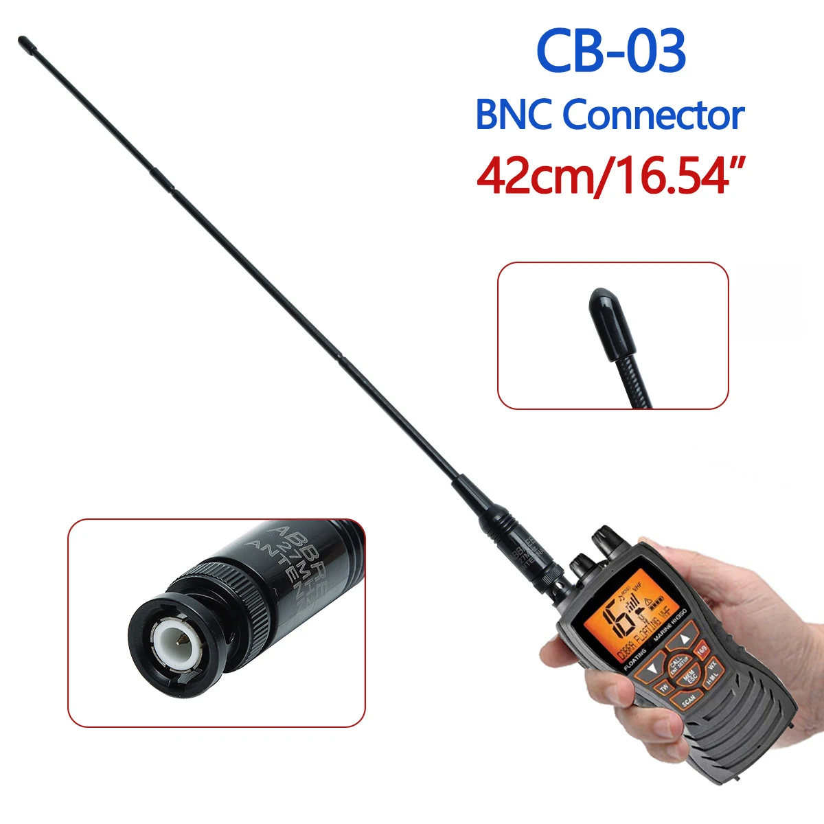 ABBREE 27MHz BNC 23/130cm Antenna for Cobra Midland Uniden Maxon President Anytone Walkie Talkie Portable CB Radio: Orange