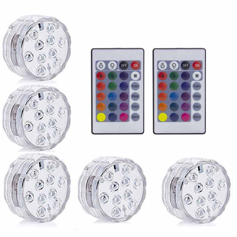 IP68 Waterdicht Zwembad Licht Rgb Led Kleurrijke Onderwater Verlichting Vijver Dompelpompen Lamp Voor Bruiloft Feest: 2 Remote 5 Light