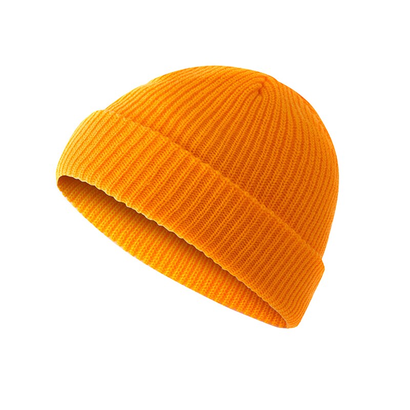 Beanie della Protezione Del Cappello del Roll up Warm Pescatore di Lavoro A Maglia di Colore Solido per le Donne Degli Uomini di Inverno HB88: Giallo