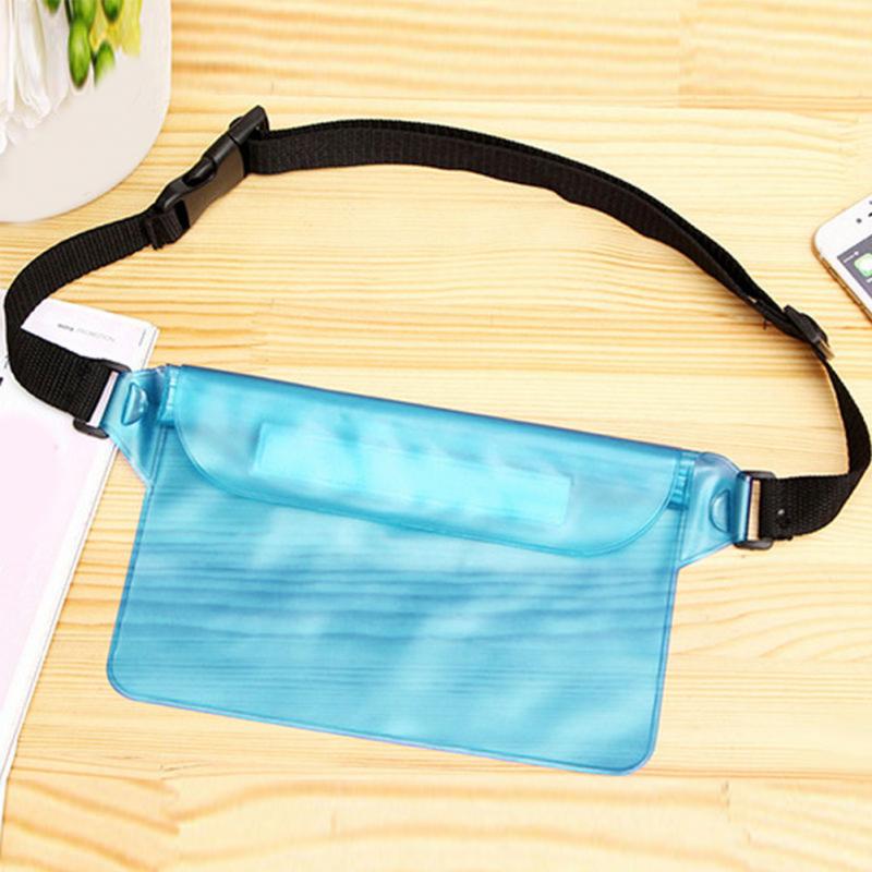 Drie Lagen Waterdichte Onderwater Heuptas Fanny Pack Strand Dry Pouch Telefoon Geval Portemonnee: light blue