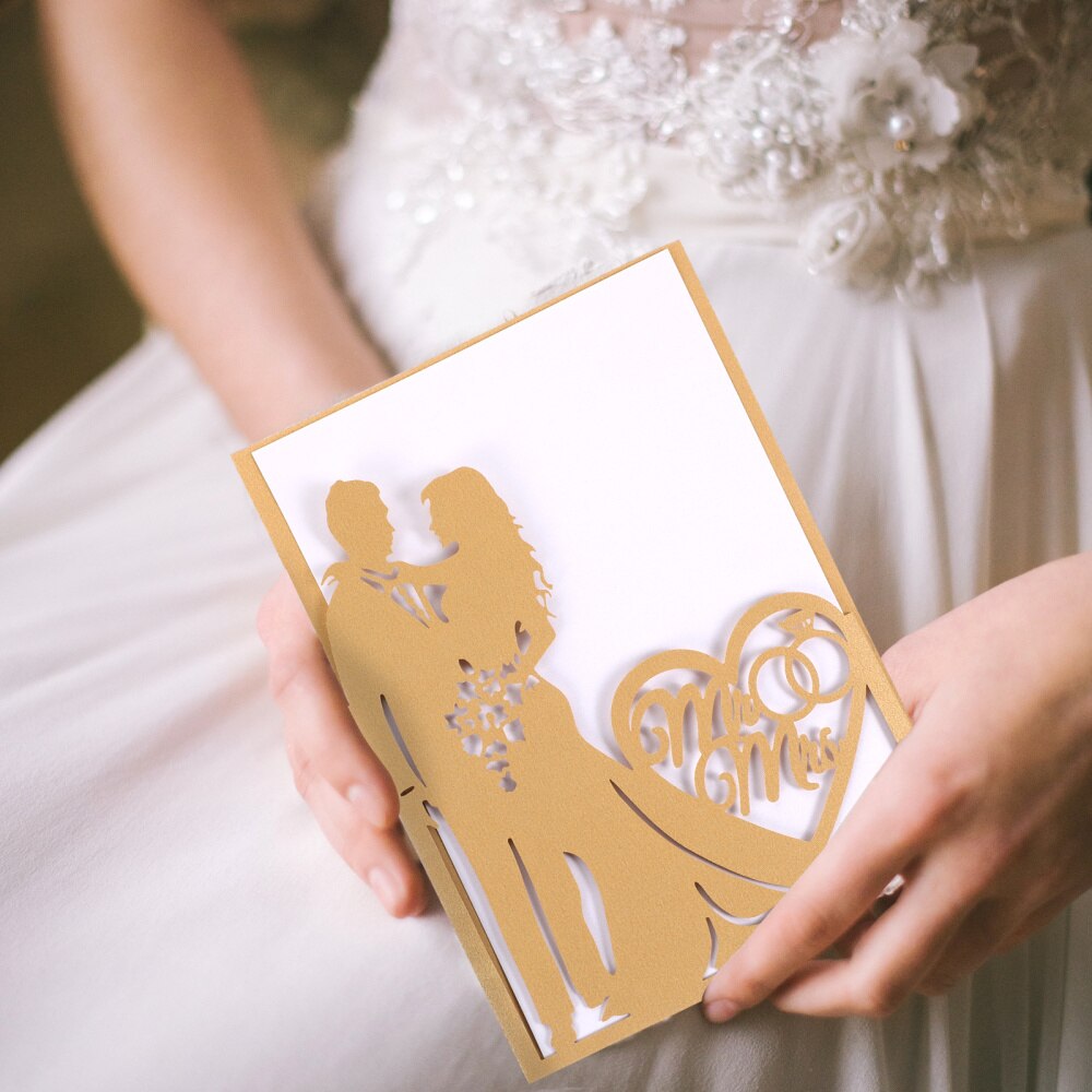 10pcs Wedding Invitations Bride Groom Lovely Paper Invitations Cards