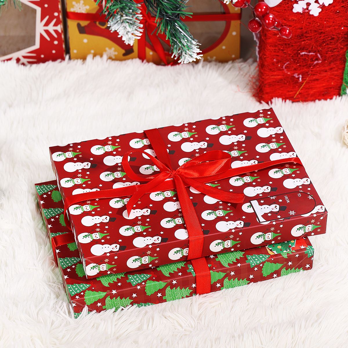 Cabilock 12pcs Christmas Shirt Boxes Rectangle Clothes Shirt Scarf Paper Boxes Birthday Packing Box