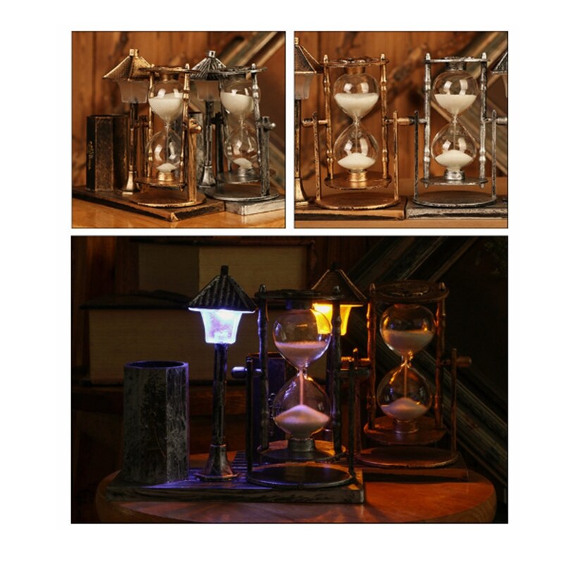 Sandglas ornamen antik kviksand gade lampe pen holder studerende hvid timeglas dobbelt farve natlys