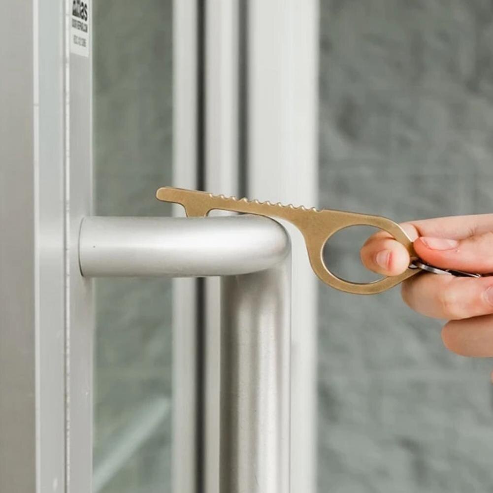 Ouvre-porte de sécurité, outil sans contact pour bouton d'ascenseur 3 pièces, clé en laiton, Protection de sécurité et Isolation antibactérienne, sans contact