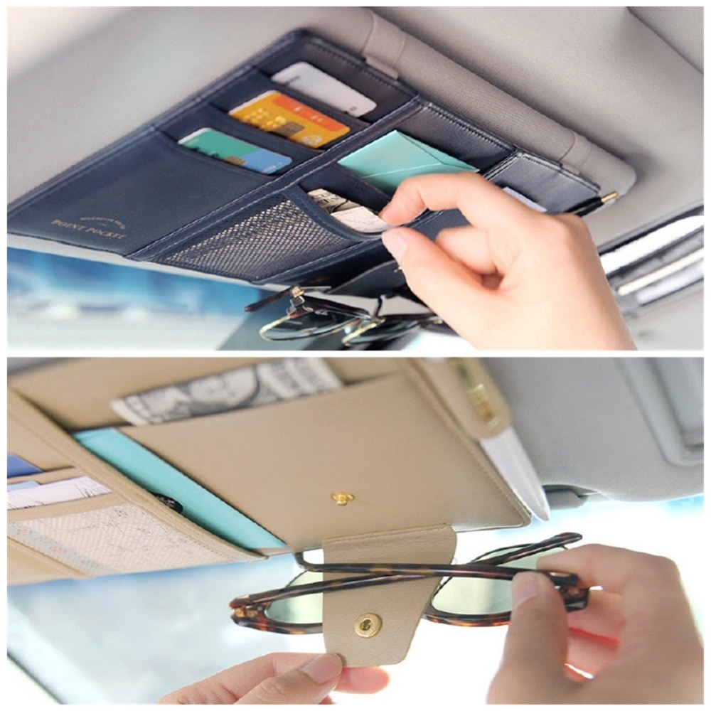 Voiture style visière organisateur Auto pare-soleil pochette de rangement voiture organisateur porte-lunettes de soleil carte organisateur Ticket poche porte-stylo