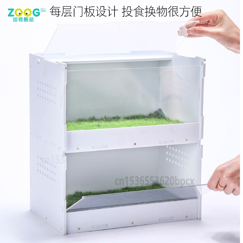 Acrylic Reptile Terrarium Spider Lizard Double-layer Incubator Tortoise Hermit Crab Tank Moisture-proof Crawling Pet Box