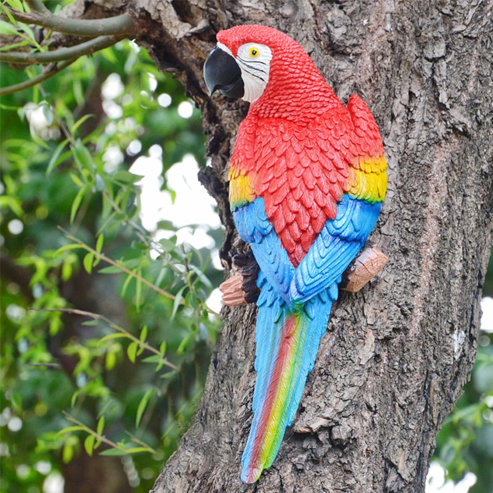 Decoración colgante de estatua de Loro colgante como un loro Real decoración de pared de césped para Patio para amantes de la naturaleza coleccionistas de aves tropicales