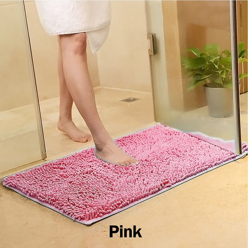 Absorbent Bath Mats for Tub Non - Slip Grey for Bathroom Floor Bath Rug Floor Washable Rug Set Kitchen Tools Non-slip mat: Pink